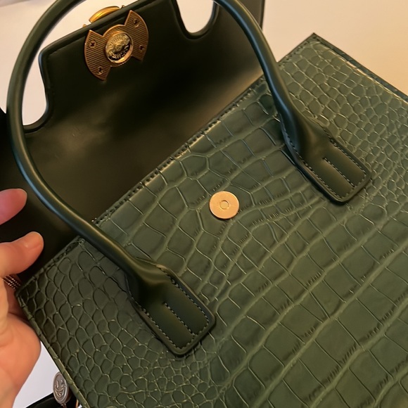 Rich Green Croco Print Bag 12”x9”x4”